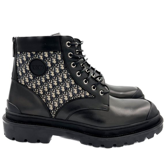 Dior Other - Dior Oblique Jacquard Explorer Black Ankle Boot in Smooth Calfskin